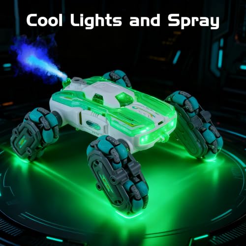 8WD Remote Control Car Toys for Kids, Gesture Sensing RC Stunt Truck | Birthday Gifts, Great for Boys Age 6-12, Cool Toys with Lights Music Spray, Transformable & Durable - color: Sky Blue