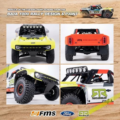 FMS 1/7 Ford Bronco RTR EB Fast RC Truck – Licensed by Ford & RTR Vehicles, 80km/h Short Course Truck, 4WD Brushless RC Car, CNC Metal Parts, Off-Road Rock Crawler 4x4 for Adults (2025 paint scheme) - style: Racing Livery A