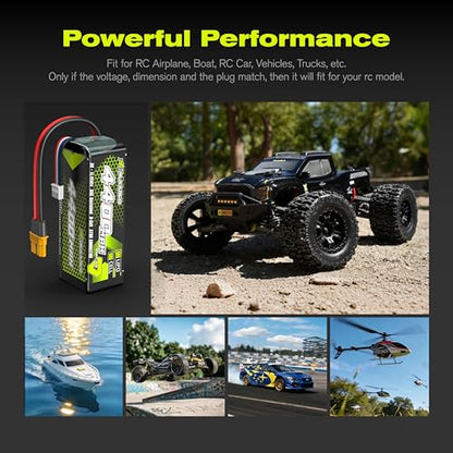 RIAARIO 3s Lipo Battery 35C 4400mAh 11.1V Lipo Battery with XT60 Connector for RC Car Truck Truggy Buggy Racing Hobby Models(1 Pack)