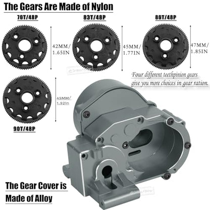 Metal Transmission Complete Upgrades Part for 1/10 Slash/Rustler/Stampede/Bandit 2WD(VXL),Gearbox Case w/76T 83T 86T 90T Gear,Diff,Slipper Clutch & Rebuild Kit,Pressure Plate,Titanium - color: Titanium(1set)