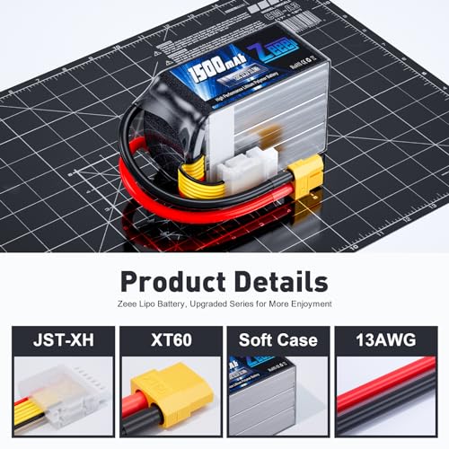 Zeee 6S 1500mAh Lipo Battery 22.2V 120C with XT60 Plug (2 Pack) | RC Battery for FPV Drone Quadcopter Helicopter Airplane RC Boat Car Racing Models