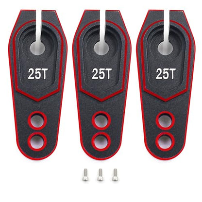 Aluminum 25T Servo Horn for 1/8 1/10 RC Off Road Crawler Drift Car(Red) | Servo Arm Compatible with Futaba Savox Power HD HSP Servos Motor,CNC Machined,High Strength,Precision Fit - color: 3 Black Red Packs