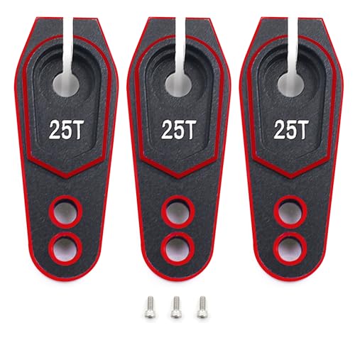 Aluminum 25T Servo Horn for 1/8 1/10 RC Off Road Crawler Drift Car(Red) | Servo Arm Compatible with Futaba Savox Power HD HSP Servos Motor,CNC Machined,High Strength,Precision Fit - color: 3 Black Red Packs