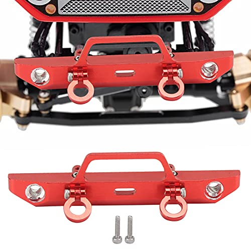 1/24 RC Car Front Bumper, Aluminum Alloy Metal Bumper Upgrade Parts Accessories with 2 Screw for SCX24 90081 RC Crawler Car (Red) - color: Red