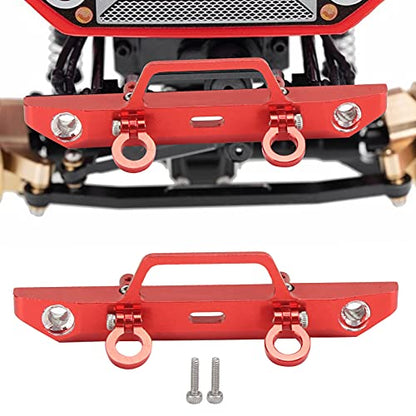 1/24 RC Car Front Bumper, Aluminum Alloy Metal Bumper Upgrade Parts Accessories with 2 Screw for SCX24 90081 RC Crawler Car (Red) - color: Red