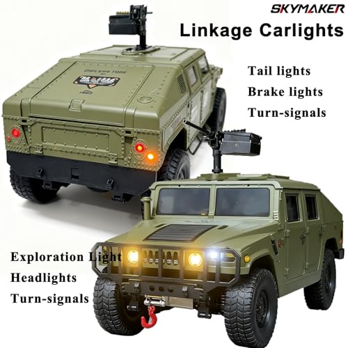 RC Hummer 4WD RTR Military RC Crawler with Winch for Adults | C8835 Oliver Green with Machine Gun - color: C8835-green