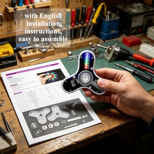 ISolderStore Soldering Practice Kit 3 Leaves Fidget Spinner Soldering Project Electronics Kit LED Flashing Light DIY Electronic Board, STEM Soldering Project for Hobbyists, Engineers, and Students