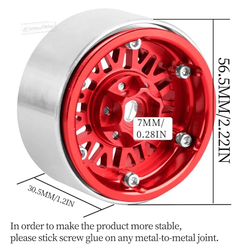 RC 1.9" Beadlock Wheels 1.9 Beadlock Rims for 1/10 SCX10 90046 AX103007 TRX4 TRX6 Gen7 8 D90 VS4-10 MST CFX RC Crawler,Alloy Aluminium 1.9 rc Wheels 1.9 rc Rims w/Wheels Ring,Red - color: Red(4pcs)