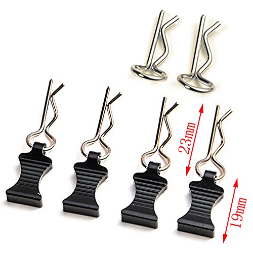 1 Set of Metal Body Clips Pins with Pull Tabs for 1/10 Axial SCX10 RC Model Crawler Car (Black)