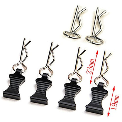 1 Set of Metal Body Clips Pins with Pull Tabs for 1/10 Axial SCX10 RC Model Crawler Car (Black)