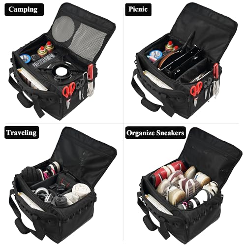 35L Camping Bag,Tactical Duffle Bag with Waterproof Bottom,Shoe Bag for Travel/Outdoor with 3 Adjustable Dividers,Picnic Camping Organizer,Multi-functional Duffel Bag for Camping/Sports/GYM - style: Standard Style