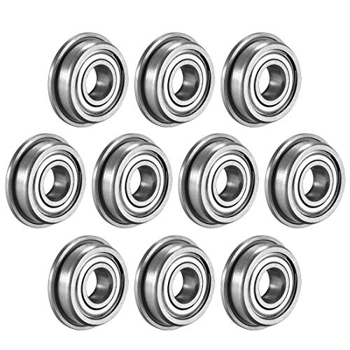 uxcell F695ZZ Flanged Ball Bearing 5x13x4mm Double Metal Shielded (GCr15) Chrome Steel Bearings 10pcs - size: 5x13x4mm