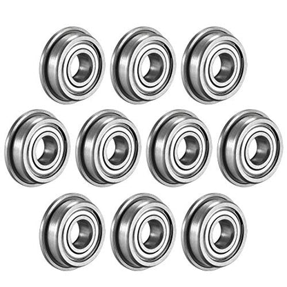 uxcell F695ZZ Flanged Ball Bearing 5x13x4mm Double Metal Shielded (GCr15) Chrome Steel Bearings 10pcs - size: 5x13x4mm
