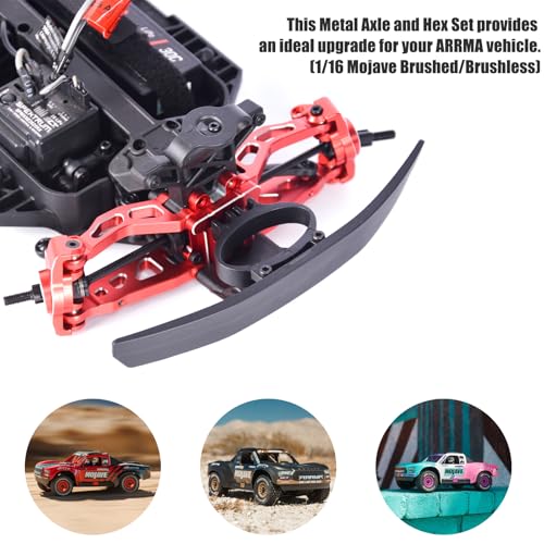Steel Drive Shaft Kit Front & Rear (Universal Shafts/Rear stub axles/Dogbones/Hexes) - Compatible with ARRMA 1/16 Mojave GROM Series Desert Trucks (ARA2104/ARA2304/ARA2304S) - color: Black, size: Hex Blue