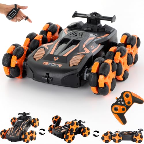 6WD Gesture Sensing RC Stunt Cars, 2.4Ghz Remote Control Cars,Toys Gifts for Kids 8 9 10 11 12 Year Old Boys Girls,360° Rotation Drift Car with Light & Music DMRC010-O