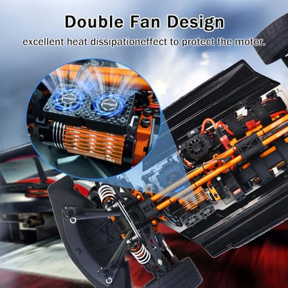 Surpass Hobby 30mm Motor Cooling Fans - 28000RPM RC Fan with Metal Cover Heatsink Fit for 1/8 1/10 RC Car 36-38mm Brushless Motors(Orange) - style: Orange-Dual Fan for 36mm motor