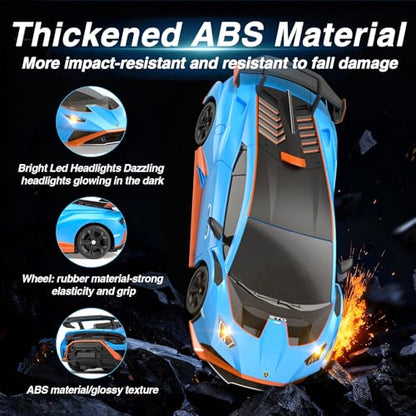 Lamborghini Remote Control Car, 1:24 Scale Officially Licensed Lambo Toy Car, 25KM/H High Speed Fast RC Drift Car with LED Light 2.4GHz Model Cars for Boys Girls Kids Adults Birthday Ideas Gift - color: Blue