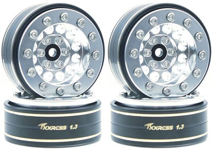 1.3 Beadlock Wheels & Brass Ring Weight 46.5g Adjustable Offset-3mm 1.3 Wheels Hex 7mm for 1/18 1/24 RC Crawlers Upgrade 4Pc YK (Silver) - color: Silver