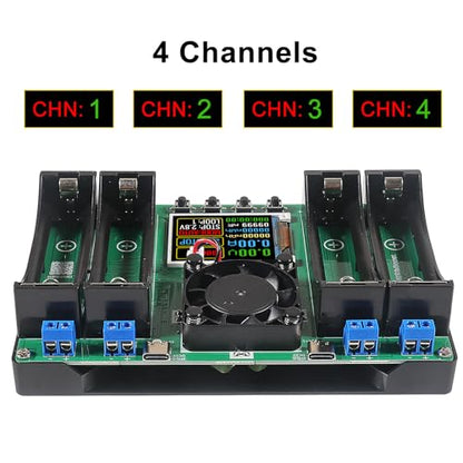2pcs Type-C 18650 Lithium Battery 4 Channel Capacity Tester Module MAh MWh Digital Battery Power Detector Module 18650 Tester Type-C