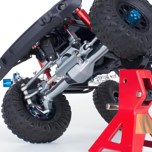 +9mm Aluminum Front Rear Straight Axle with Hydraulic Steering Link for 1/24 RC Crawler SCX24 Deadbolt C10 Jeep Gladiator Parts (Titanium Set) - color: Titanium Set