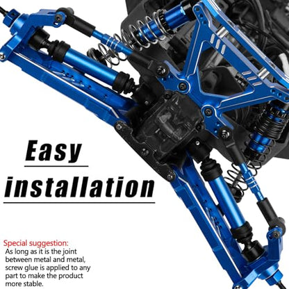RC Upgrades Part for 1/10 Slash/Stampede/Rustler 4x4 VXL,Aluminum Caster Block,Steering Blocks,Rear Stub Axle Carriers,Steering Bellcranks Hop Ups,Navy Blue