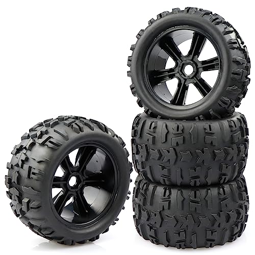 Aimrock 17mm Hex Wheels and Tires RC Truck Tire and Rims w/Foam Inserts for 1/8 Kraton 1/10 Maxx E-Revo, 4PCS