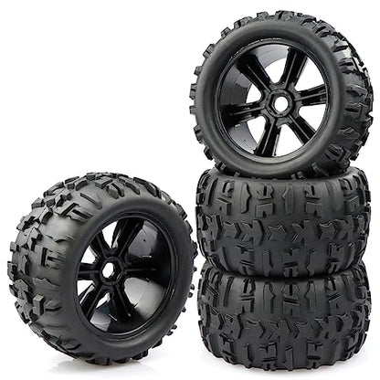 Aimrock 17mm Hex Wheels and Tires RC Truck Tire and Rims w/Foam Inserts for 1/8 Kraton 1/10 Maxx E-Revo, 4PCS