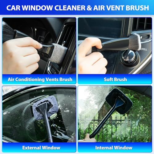 THINKWORK Car Cleaning Kit, Car Vacuum Kit, Gray Car Interior Detailing Kit with 8000PA High Power Vacuum, Including 7Pcs Detailing Brush Set and Bag - color: Gray