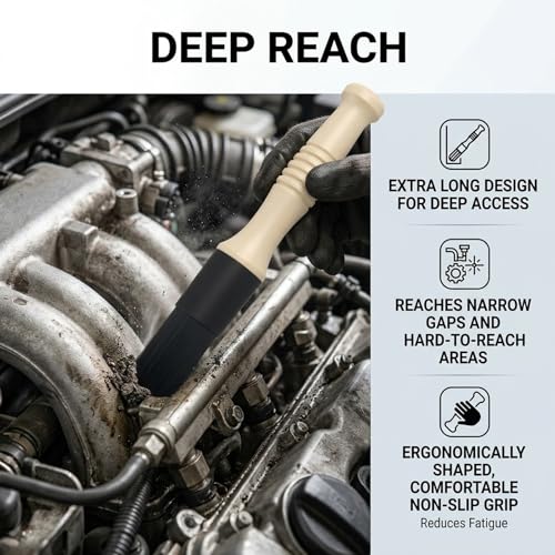 Car Parts Cleaning Brush,Long Handle & Stiff Bristles Parts Washer Brush for Daily Care,Versatile Car Detailing Brushes for Cleaning Wheel Bearing/Engine Part/Cars Interior Exterior