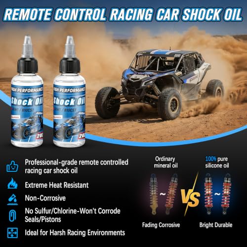 2 Bottles Racing Silicone Shock Oil 60WT 810CST | RC Car Shock Oil for Lubricating R/C Radio Controlled Cars and All Types of Vehicles, RC Shock Oil, Does Not Evaporate
