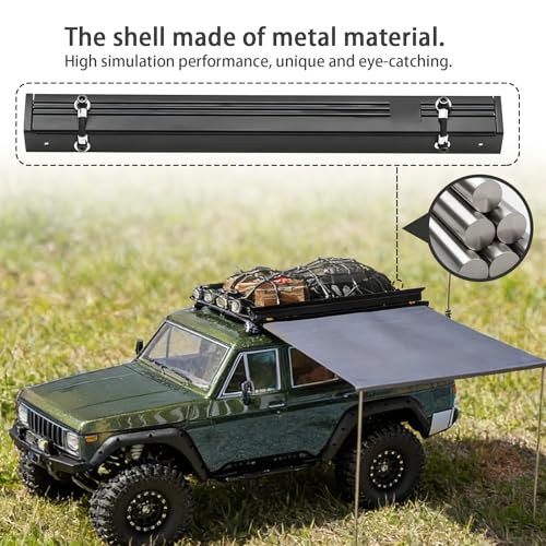 1/18 RC Car Simulated Side Tent Roof-Mounted Wear Resistant Awning Metal Practical Rain Shelter Tent Easy Installation DIY Upgrade Parts for Traxxas TRX4M RC Crawler Truck Buggy Fittings（Black） - color: Black