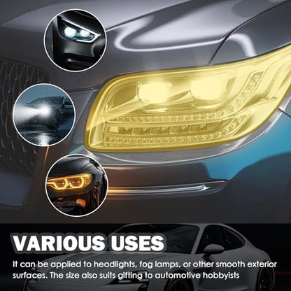 12×47" Car Headlight Tint Film,Cuttable Taillight Tint Film Kit with Squeegee & Cutter,Waterproof Tail Light Tints Films Car Exterior Accessories for Headlights Fog Lights Tail Lights (Yellow) - color: Yellow