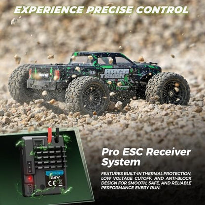 HAIBOXING 18859E 1:18 Scale RC Truck, 4X4 Off-Road Truck High Speed 36km/h | Hobby RTR 2.4GHz Remote Control Car Water-Resistant Electronics Two Li-Po Batteries Extended Playtime RC Cars for Kids&Adults - color: Green