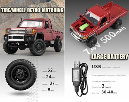 1/12 RC Truck LC 79 Pickup Trucks 2.4G Full Proportional Rock Crawler 4WD Electric Remote Control Car Off-Road Climbing Vehicle RTR 280 Motor LED Searchlight Hobby Grade Drift Car 2 Batteries - color: Beige