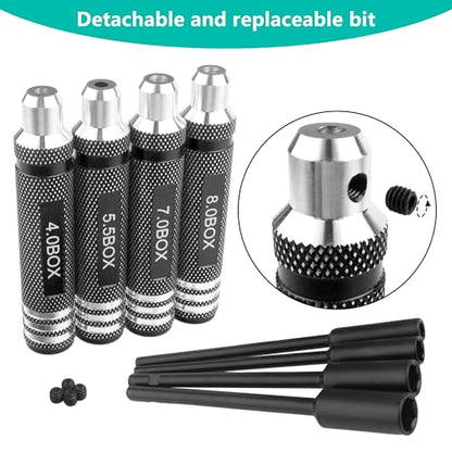 RC Hex Nut Driver Set Repair Tool Kit 4.0/5.5/7.0/8.0mm Hexagonal Head Nut Socket Wrench Screwdrivers for Hobby RC Quadcopter Helicopter FPV Drone Car Airplane(Black) - color: Black