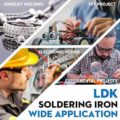 LDK 60W Soldering Iron Kit, 110V Soldering Iron Adjustable Temperature | with 5 Solder Tips, Solder Wire, Fast Heating Solder Welding Tools, Electronic Repair, Permanent Jewelry Starter Kit - color: Blue