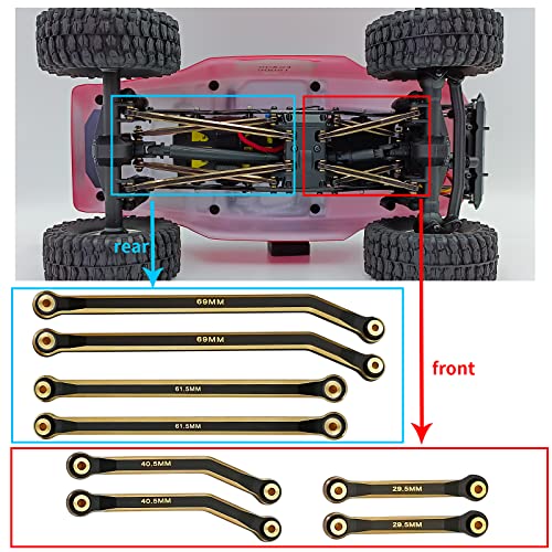 8pcs Aluminum Linkage Rod Arm Set High Clearance Suspension Links for 1/24 Axial Scx24-90081 Deadbolt AXI00004 RC Crawler Car (Black)