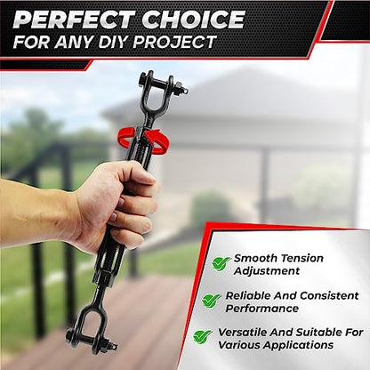2200 LBS 1/2”x13.4” Jaw and Jaw Turnbuckles for Cable Wire Tensioner (2PCS) | Threaded Quick Link Trailer Safety Chain Hook Carabiner for Chain Connecting, Key Chain, Camping, Backpack, Pet Leash - style: 2Pcs 1/2”x13.4”