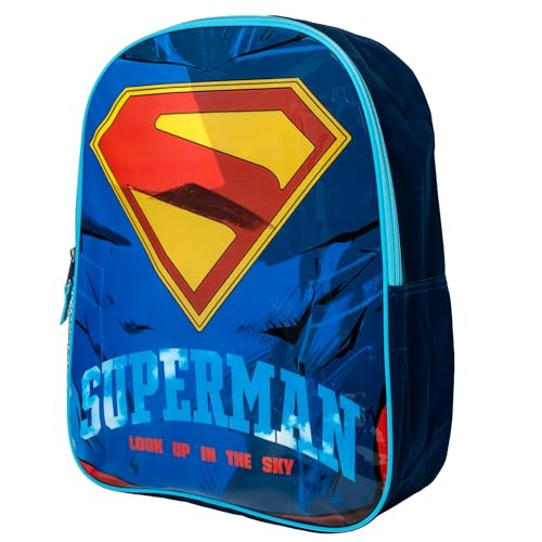 Superman Backpack, 15" Superhero School Bag for Boys, Blue - color: Superman