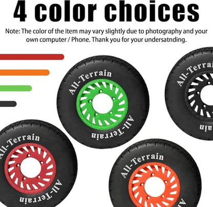 1/10 RC Short Course Truck Rubber Tires & Nylon Rims- 12mm/17mm Hex, Orange | All-Terrain Tires and Wheels Compatible with 1/10 Traxxas Slash 4WD 2WD Arrma Senton Axial Losi Redcat RC Buggy, 4-Pack - color: Orange