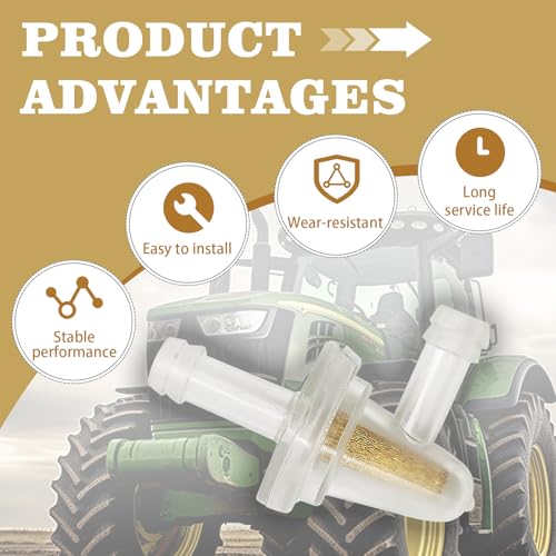 2 Pcs Universal 90 Degree Inline Fuel Filter for 1/4" Fuel Line, Small Engine Motorcycle, ATV, Scooter, Bike & Quads (Pack of 2)
