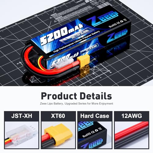 Zeee 2S Lipo Battery 7.4V 5200mAh 50C Battery with XT60 Plug (2 Pack)