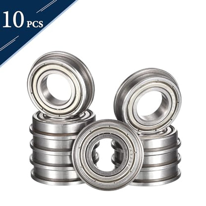 F6903ZZ Flanged Ball Bearing, ID 17mm x OD 30mm x Width 7mm Double Metal Shielded Deep Groove Bearings, Pre-Lubricated (GCr15) Chrome Steel 10pcs - size: F6903ZZ 17mmx30mmx7mm
