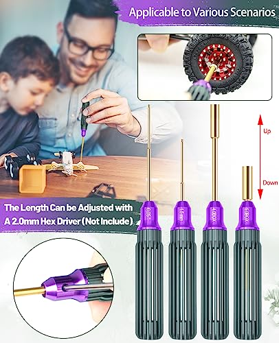 OGRC Hex Screw Driver Set 0.05inch 1.5mm Hex Driver 4mm 5mm RC Hex Nut Driver Hexagon Allen Screwdriver Wrench RC Tool Kit for SCX24/TRX4M 1/18 1/24 RC Model RC Helicopter Drone Boat Car - 4PCS