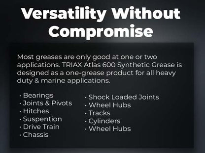 TRIAX Atlas 600 - Full Synthetic Grease - Ultra Duty - All 5th Wheel, Bearings, Joints, Pivots, Bolts - Super Adhesive - Marine - Wide Temp Range -40 F to 450 F - 14 oz Tube (Pack of 10) - size: 10 Tube Pack