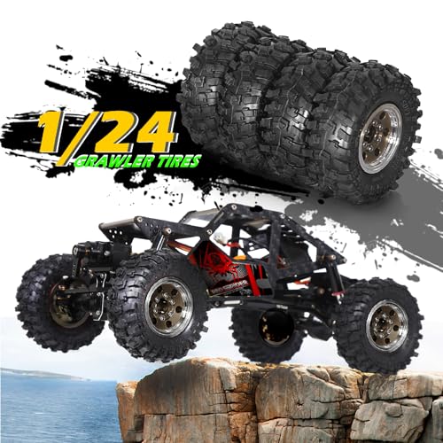 REDSPIDER 1.0 Beadlock Wheels and Tires（4pcs）1.0 Crawler Tires 51*20mm 1.0 Wheel color and style are optional 1/18 1/24 RC Crawler Tires for SCX24 TRX4M FMS FCX24 FCX18 AX24 ﻿ (Black（circular hole）) - color: Black（circular Hole）