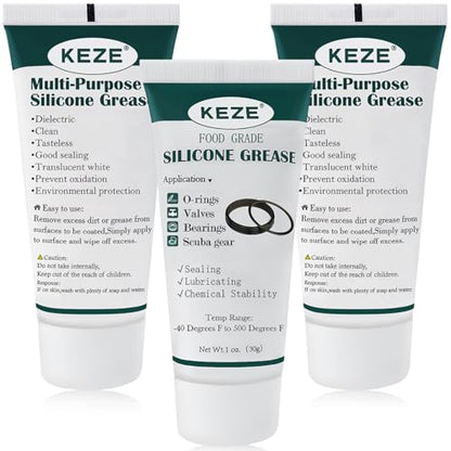 KEZE Silicone Grease Waterproof Food Grade Silicone Sealant Lubricant for Plumbers Valve Faucet O Rings 1 oz 3-Pack - size: 3 Pack (1oz)