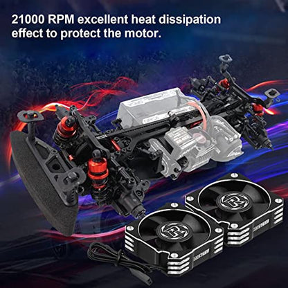 RC Cooling Fan 1/10 35mm 21000RPM 8.4V Aluminum ESC Motor Cooling Fan Heatsink for RC Car 1/8 1/10 Scale 3650,3660,3670 Brushless Motor (Black+Silver) - color: 35mm Silver Black