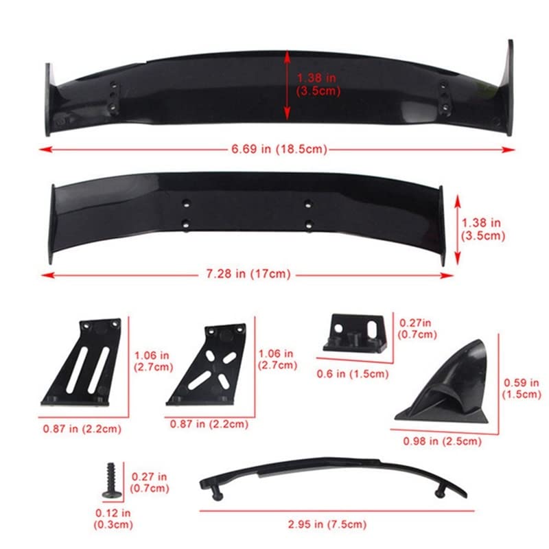 Rear Tail Wing Body Spoiler Wing Body Spoiler 1/10 RC Racing Drift Car 2 Kinds 1:10 Universal Parts Accessories - (Color: Black)