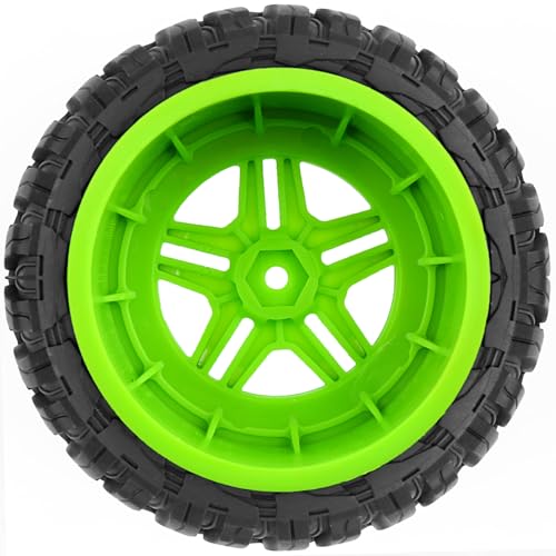 REDSPIDER•1/10 12mm Hex Short Course SC Trucks Wheels and Tires（4pcs） OD 4.3''for 1/10 RC Off-Road Car Traxxas TRX4 Slash Arrma Losi Tenacity Vkar 10sc Hpi RC Buggy Car (Green) - color: Green